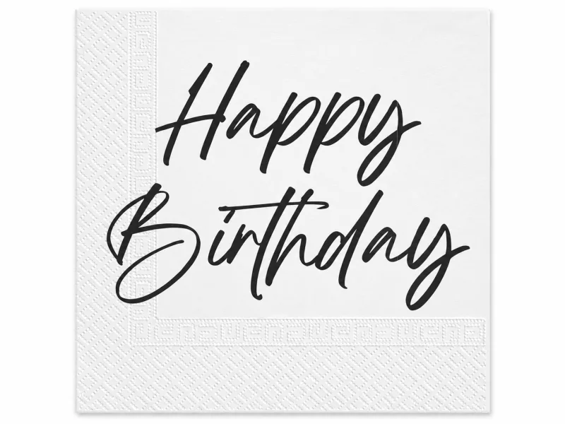 Χαρτοπετσέτες Λευκές - Elegant Happy Birthday (20 τεμ)