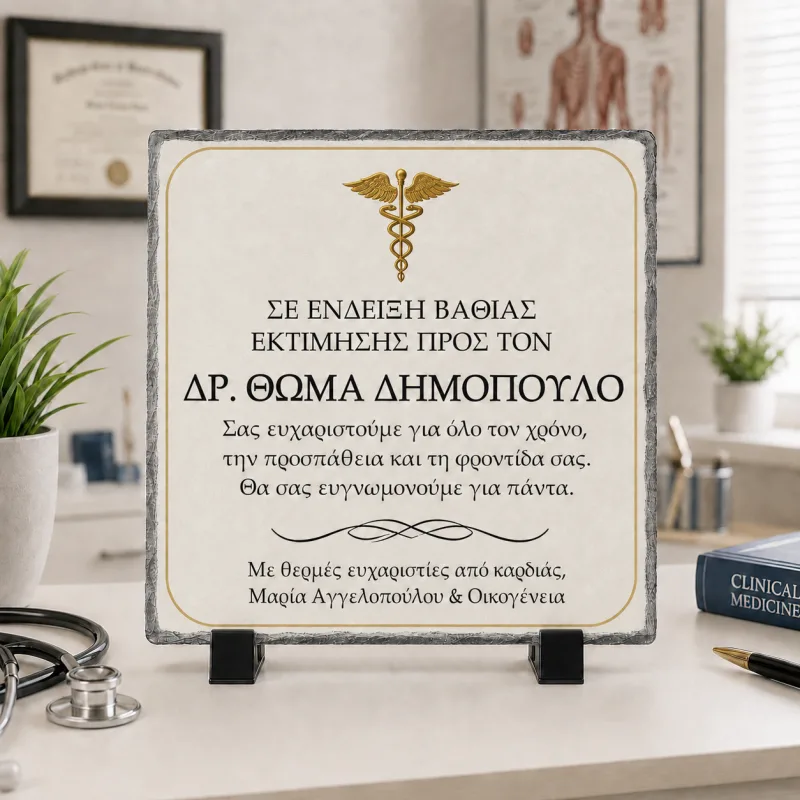 Πέτρινη Κορνίζα Για Γιατρό - Σας Ευχαριστούμε