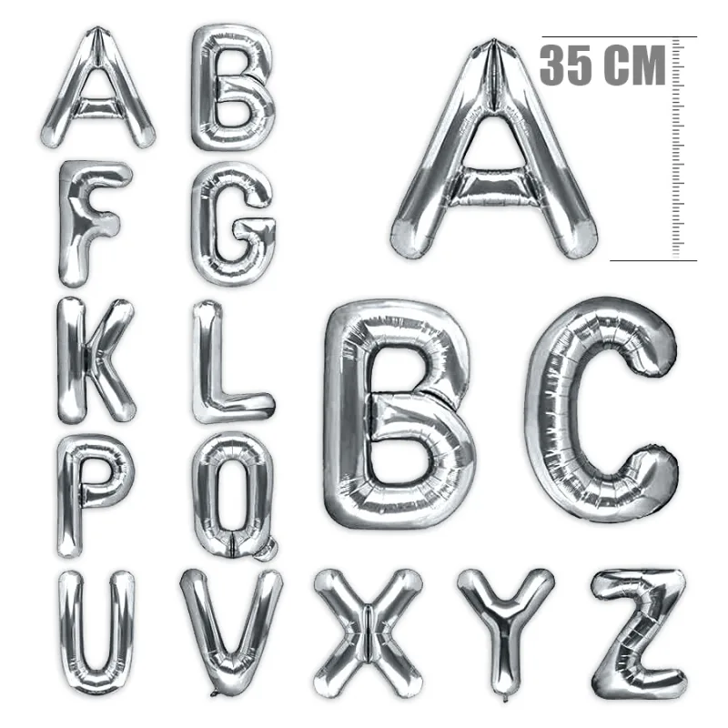 Mini Μπαλόνια Γράμματα Ασημί 35 cm