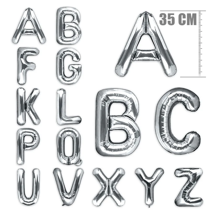 Mini Μπαλόνια Γράμματα Ασημί 35 cm