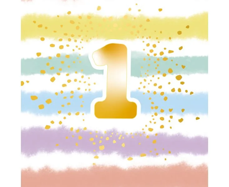 Χαρτοπετσέτες φαγητού 1st Birthday - Rainbow (16 τεμ)
