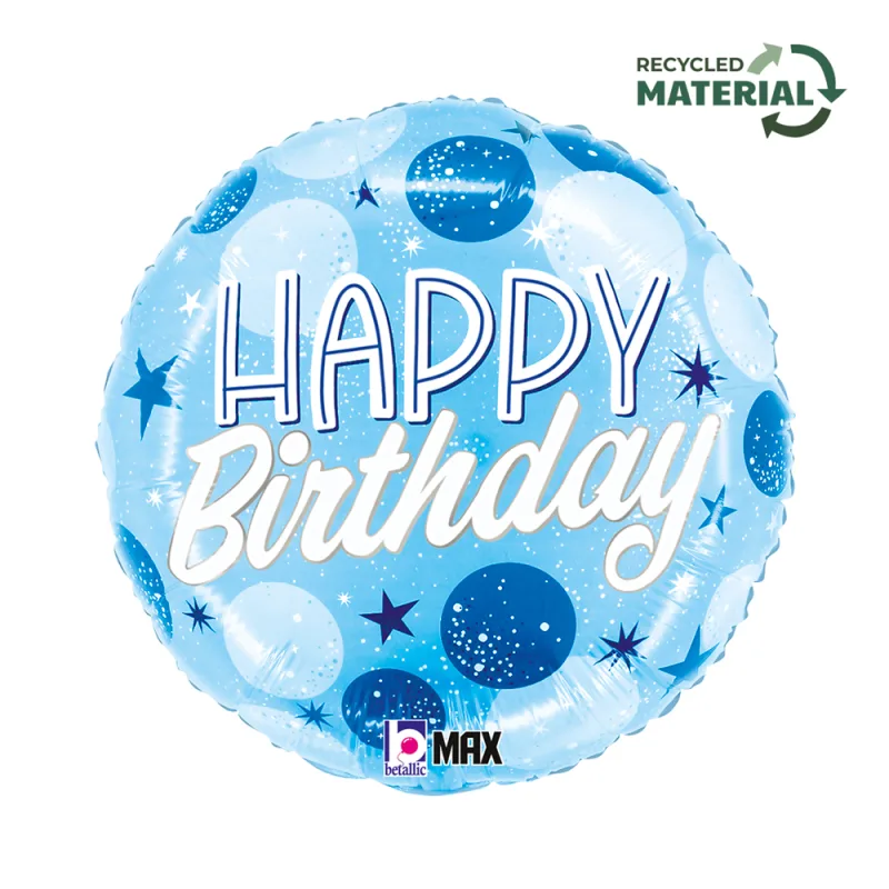 18" Μπαλόνι μπλε 'Happy Birthday' Sparkling