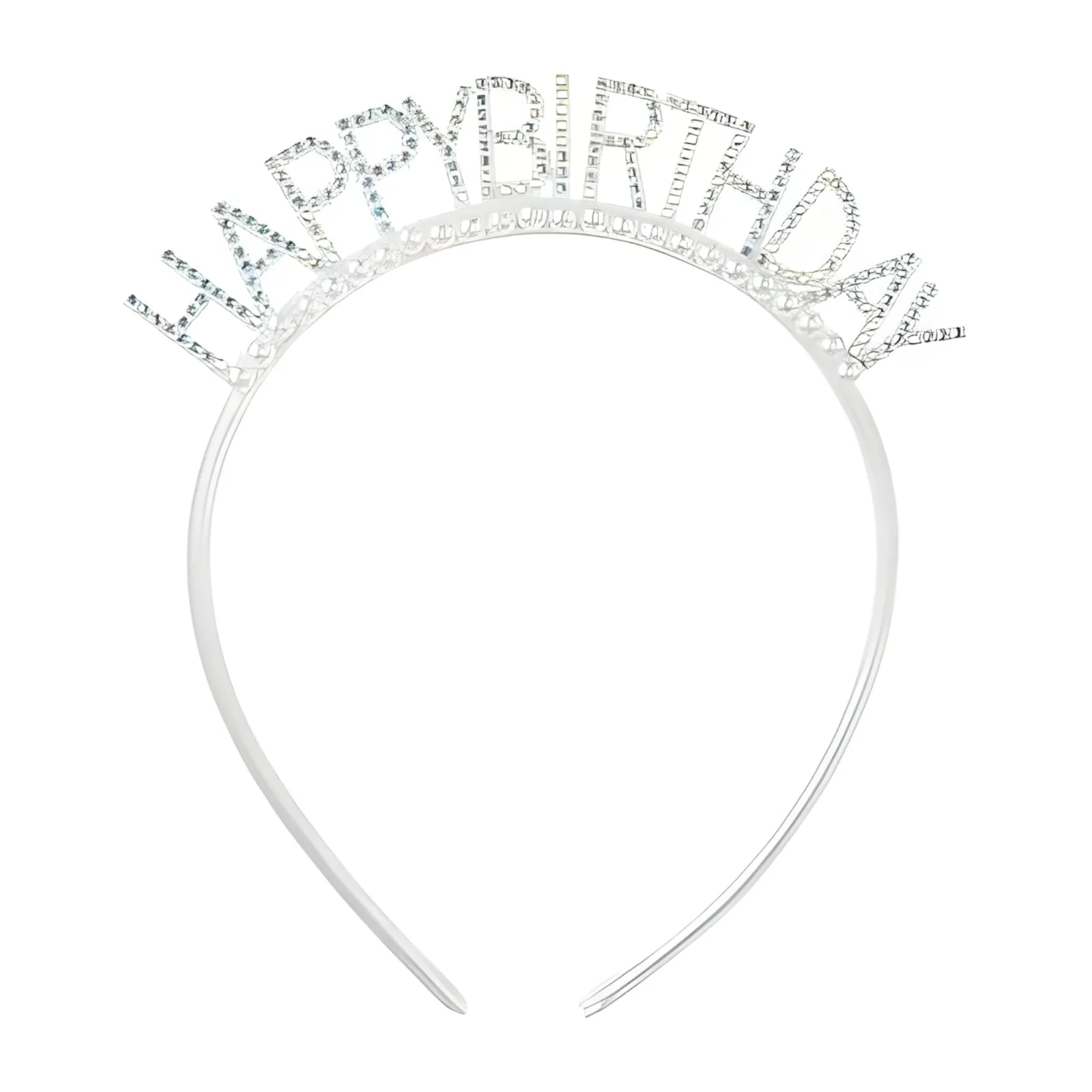 Στέκα Ασημί με Στρασάκια - Happy Birthday