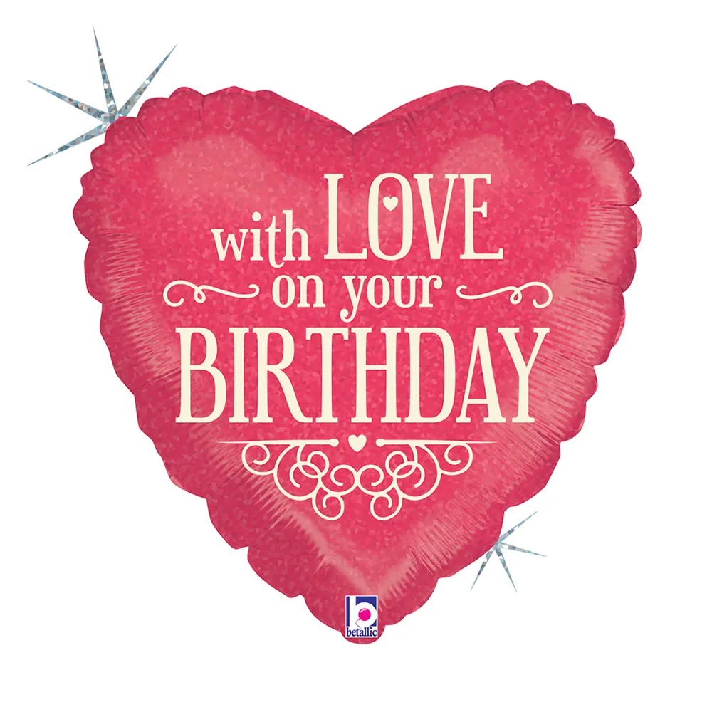 18" Μπαλόνι Καρδιά 'With Love on your Birthday'