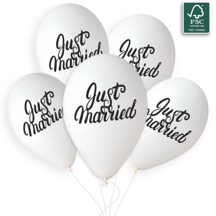 Λάτεξ Μπαλόνια Just Married (5 τεμ)