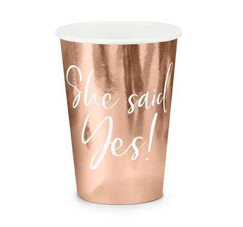 Rose Gold Ποτήρια "She said yes!" (6 τεμ)