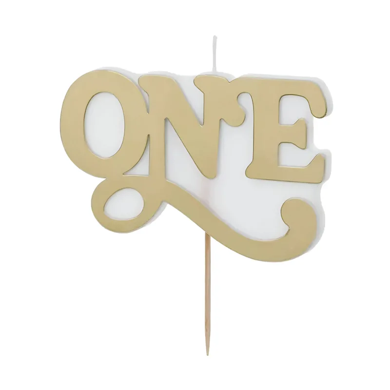 Κεράκι Γενεθλίων Χρυσό - "One"
