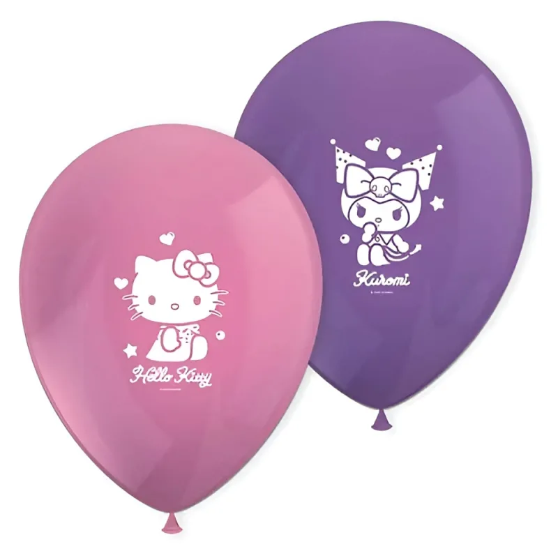 Latex Μπαλόνια Hello Kitty &amp; Kuromi (8 τεμ)