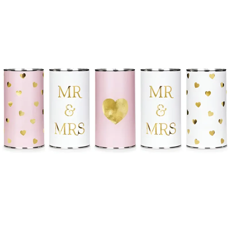 Διακοσμητικά Τενεκεδάκια Γάμου Mr &amp; Mrs (5 τεμ)