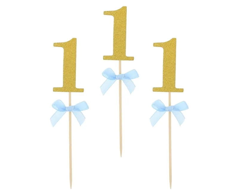Οδοντογλυφίδες πάρτυ 1st Birthday γαλάζιο (10 τεμ)