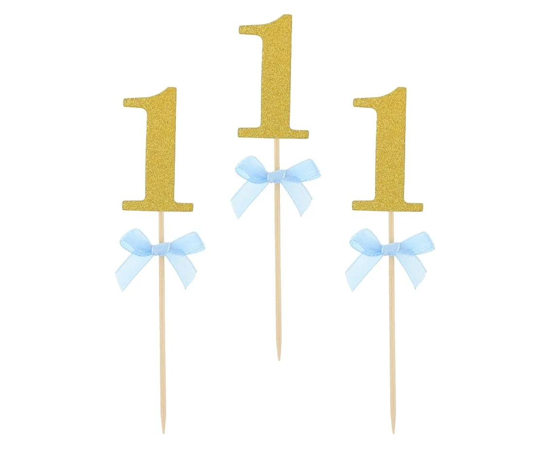 Οδοντογλυφίδες πάρτυ 1st Birthday γαλάζιο (10 τεμ)