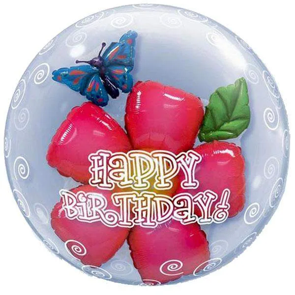24" Μπαλόνι Bubble λουλούδι "Happy Birthday"