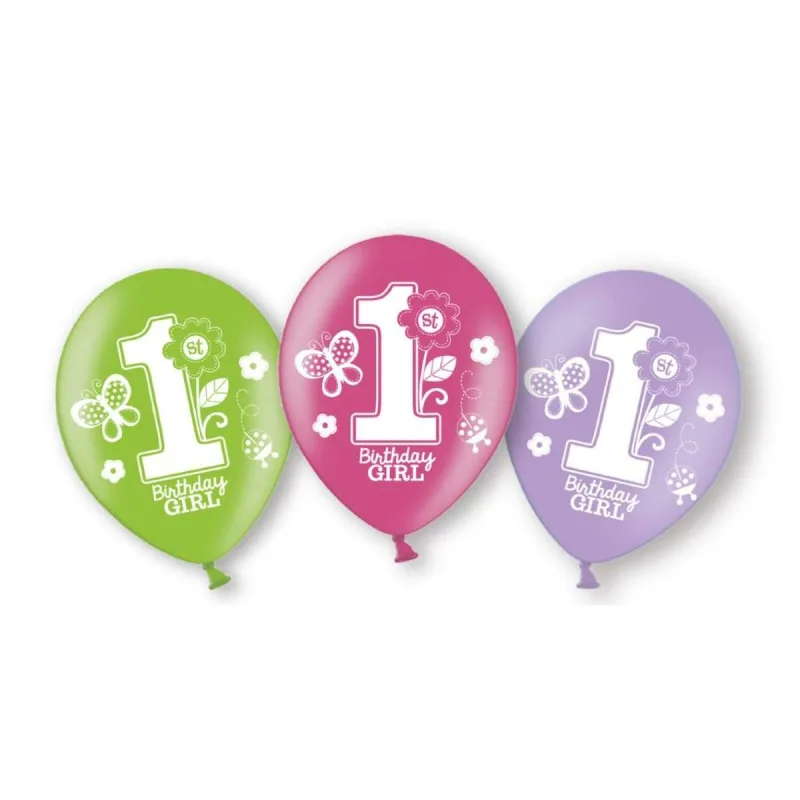 Σετ μπαλόνια 1st Birthday Κορίτσι (6 τεμ)
