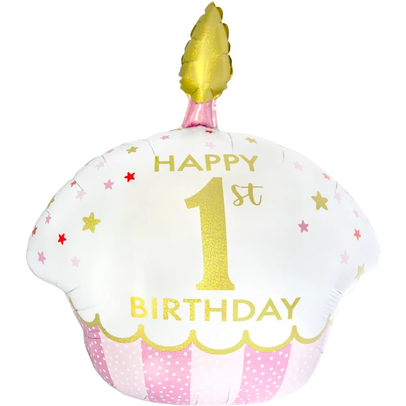26" Μπαλόνι Cupcake Ροζ - Happy 1st Birthday