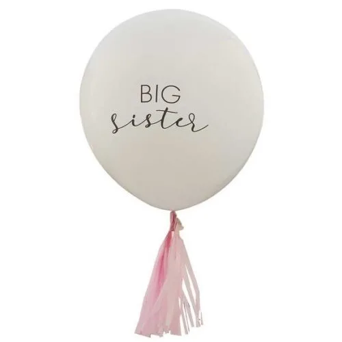 18" Big Sister λευκό Μπαλόνι με ροζ φούντες